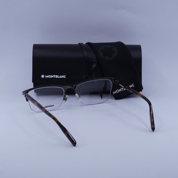 Montblanc MB0015O 002 Rectangle Eyeglasses 56mm – Ruthenium/Havana - Picture 5 of 9